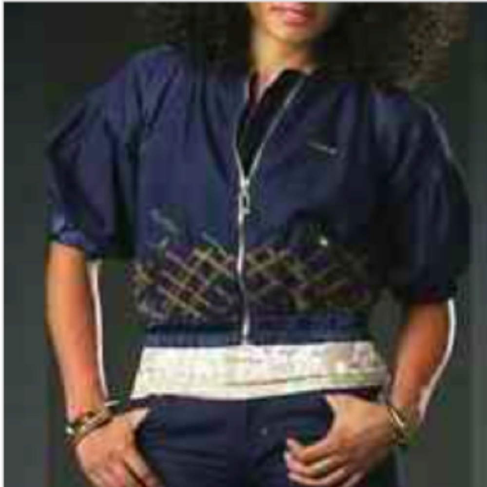 NEW Apple Bottoms Light Chambray Denim Look blue crop Jacket Bomber S *